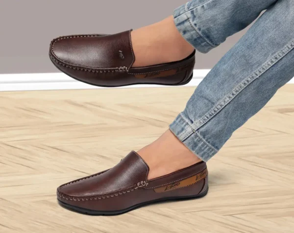 Brown Synthetic Leather Casual Loafers For Men (Brown , 10) - Image 3