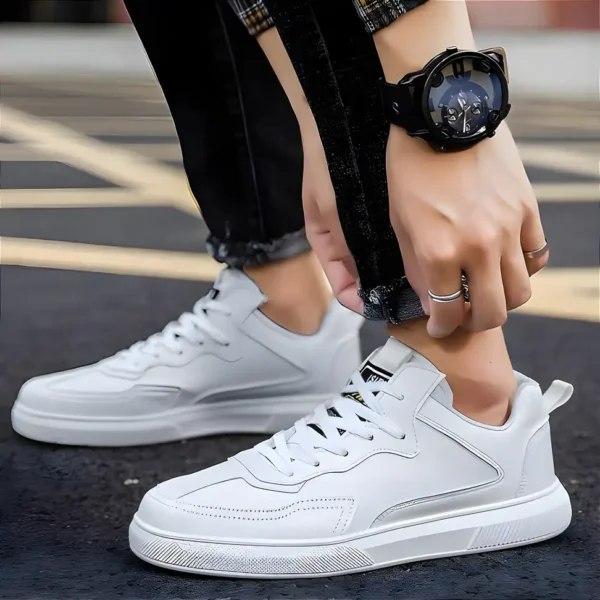 Rishu luxury fashionable Stylish Light Weight Sneakers white Sneakers For Men (White , 7) - Image 3