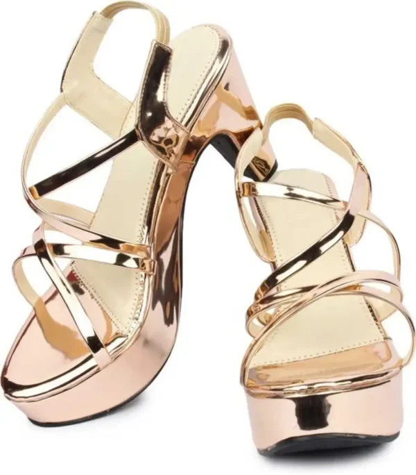 Women Gold Heels - Image 2