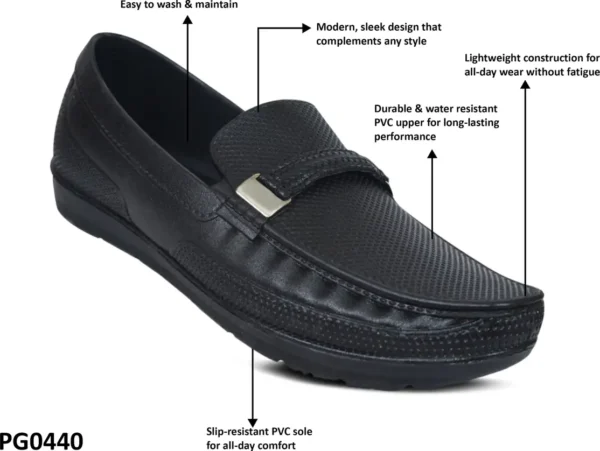 AJANTA Casual PVC Waterproof Loafers For Men (Black , 9) - Image 4